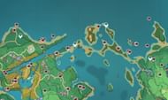 Nazuchi beach farming locations for Handguards (Image via HoyoLab)